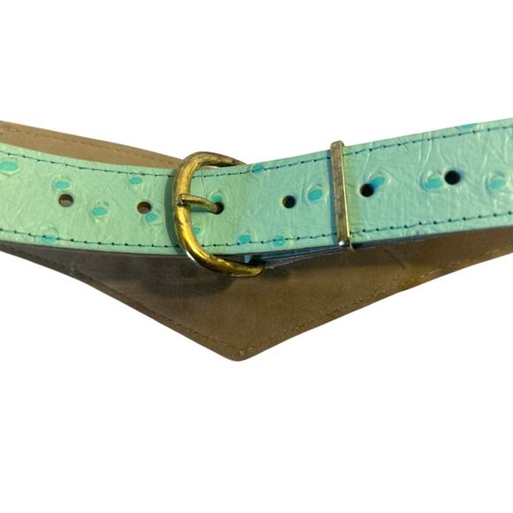 Vtg Faux Croc Aqua Belt Small, High or Low Waist Look, 80’s Style - Picture 6 of 8